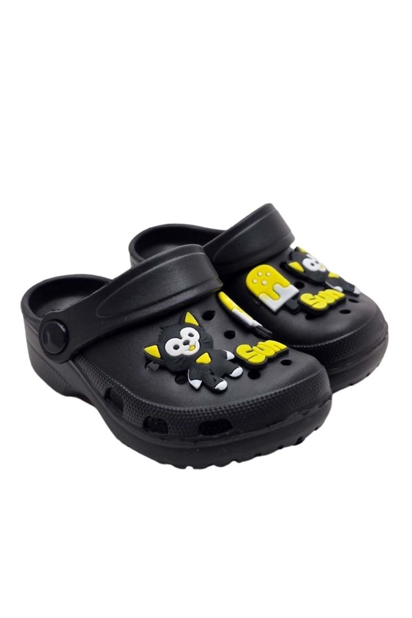 wakawakakidsstore-Figured Black Kids Booties Slippers 1