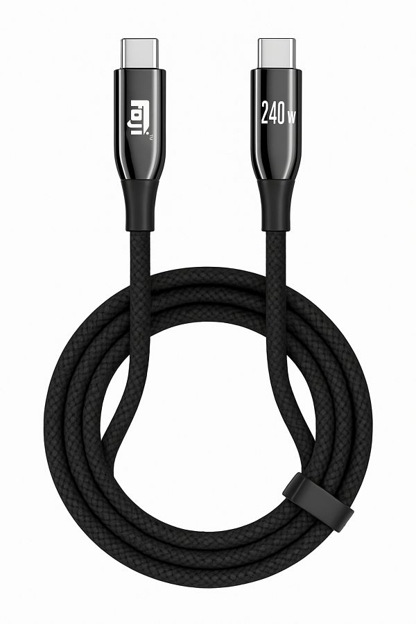 Foji-240 واط عالية الطاقة PD3.1 بروتوكول الشحن السريع شريحة E-marker شاحن شحن سريع كابل بيانات 2 متر 1