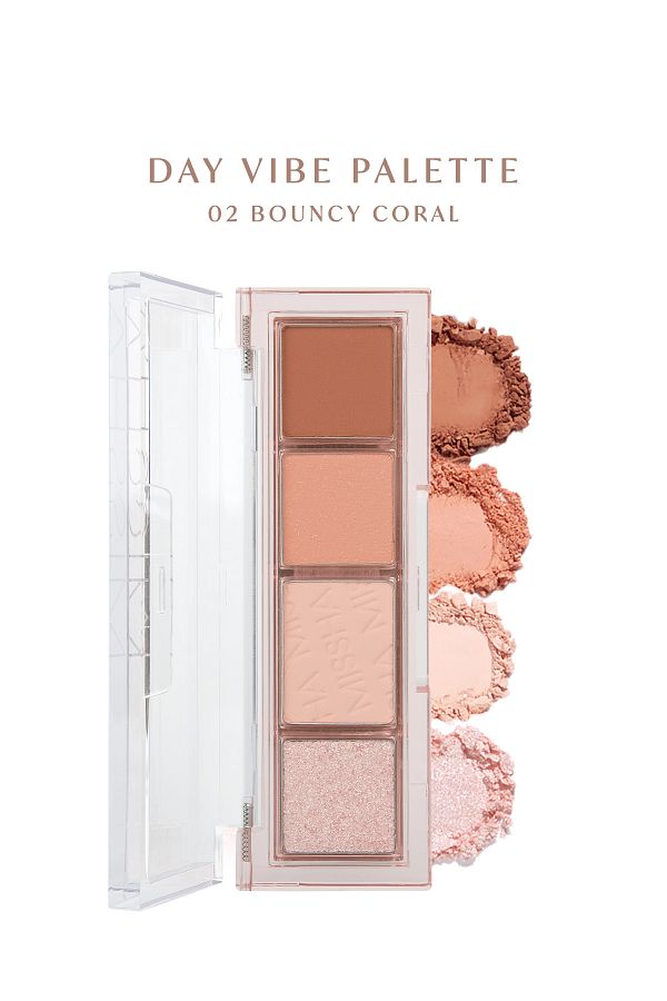 Missha-4-Piece Eyeshadow Palette Containing Intensely Pigmented Matte and Shimmering Shades Day Vibe Palette ( # 2 Bouncy Coral) 1
