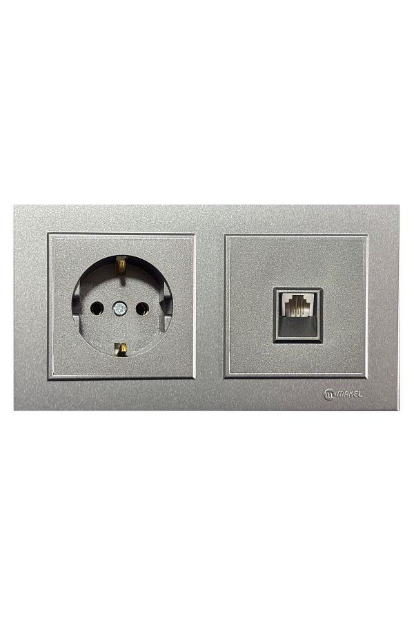 MAKEL-Karea Smoked Set of 2 Grounded Socket + Numeris Telephone Socket (Cat3) 1