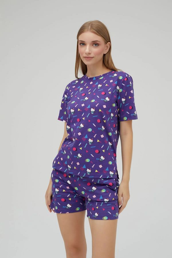 Hello Kitty-Licensed Short Sleeve Cotton Pajama Set with Shorts 1