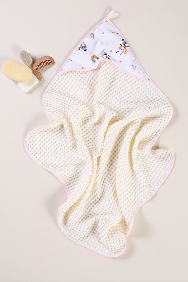 Bondberro Waffle Kumaş %100 Pamuk Bebek ve Çocuk Bornoz Havlu