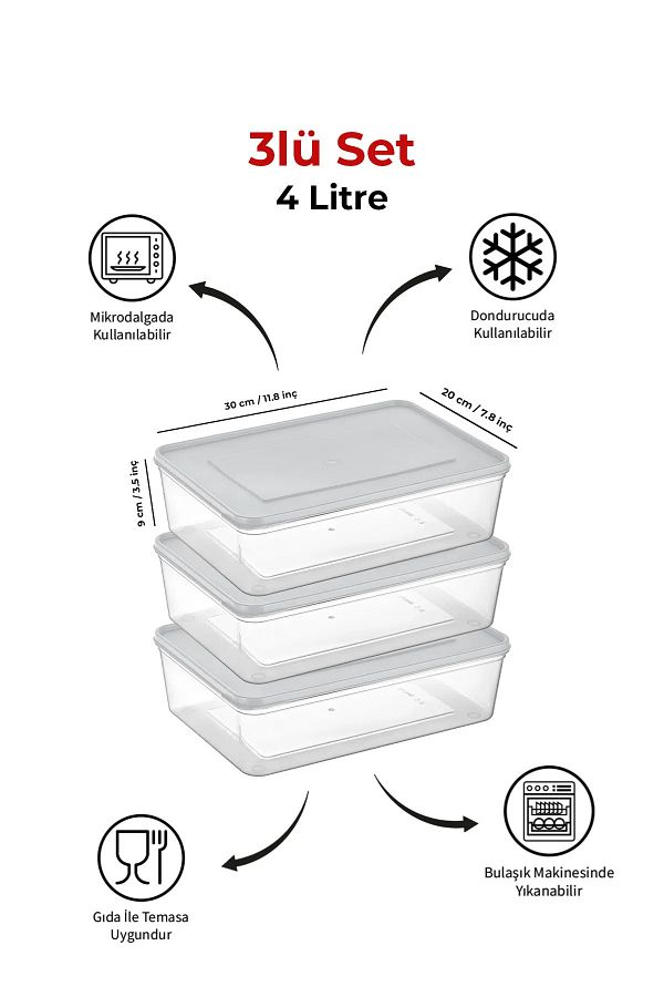 Espas Home-Freshkeep Storage Container Set of 3 Suitable for Microwave and Deep Freezer - White 1