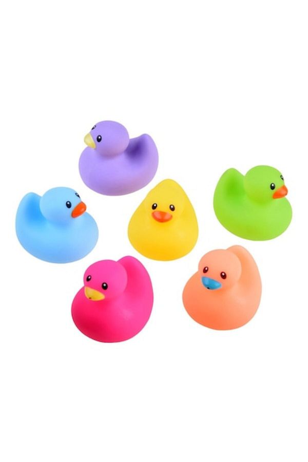 indiggo-Set of 6 Bath Ducks, Rubber Squeeze Ducks, Splashing and Multicolored 1