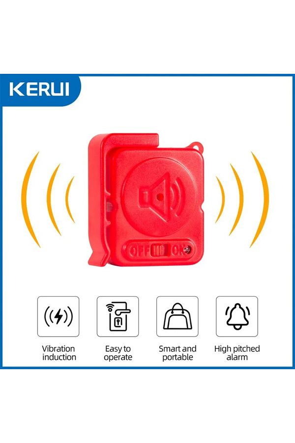 Kerui-Red Vibration Wireless Vibration Alarm Sensors 120db Ultra-slim Detector Anti-theft Burglar Al 1