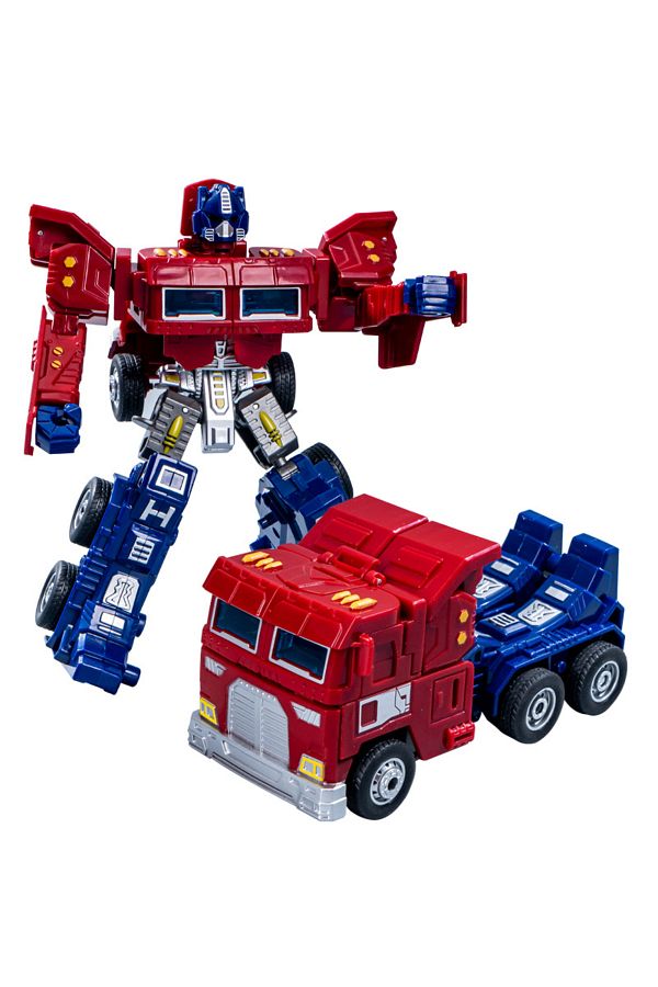 Choice-Red 1pc Children's Transformable Robot Toys Inertia Truck Car Models Manual Transformable Warrior Bo 1