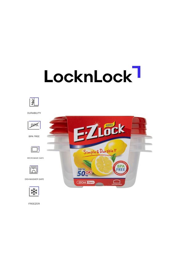 locknlock-EzLock Square Container Set - 250ml (Set of 3) 1