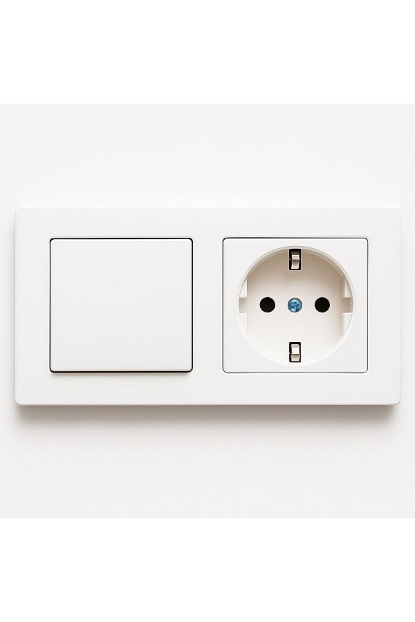 Ledarmy-Karen Series White Key Switch and Grounded Socket Set Compatible with 2-Piece Frame 1