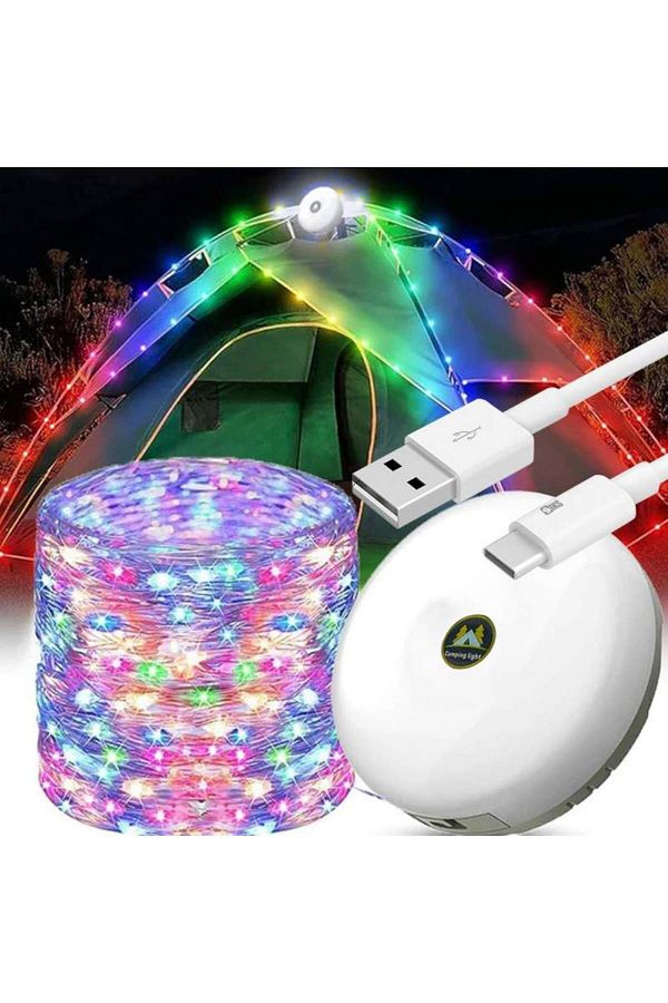 SIKS-Camping Light String, With Flashlight and External Battery Function, 20 m, 5 Lighting Modes 1