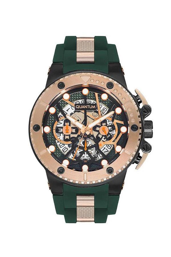 Quantum-QUANTUM HNG535.857 Men Chronograph Display Watch & Silicone Strap Black 1