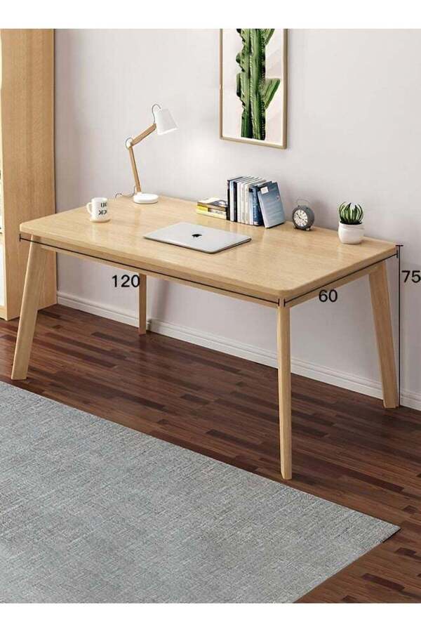 Taimi-Wooden Modern Dinning Table, Computer Desk, Office Desk, with Solid Wood Legs, 120x60x75cm 1