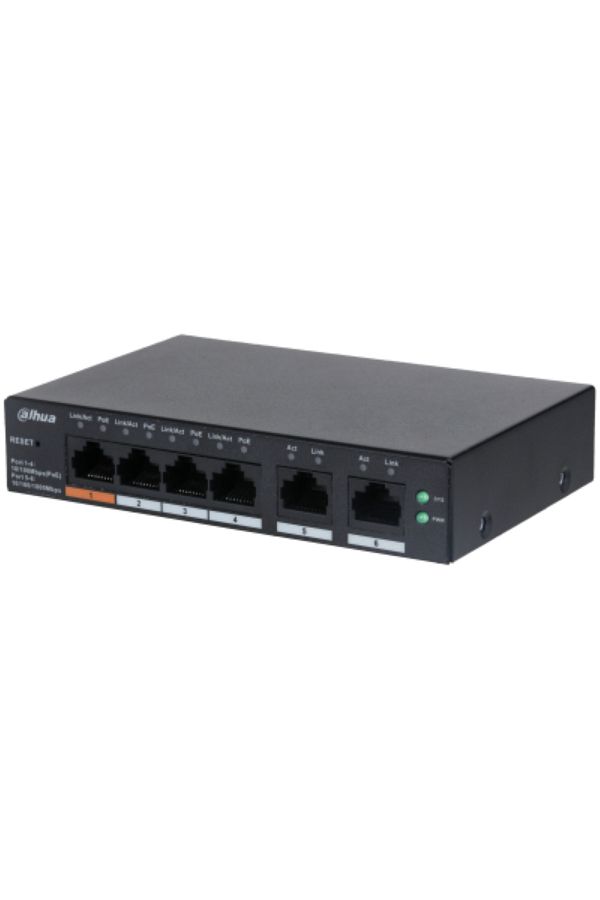 DAHUA-6 port Managed Desktop switch, CS4006-4ET-60, Interfata: Port 1-4: 4 × RJ-45 10/100 Mbps 1