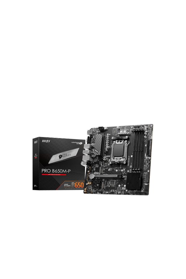 MSI-Placa de Baza PRO B650M-P AM5, 4x DDR5, 1x HDMI 1x DP 1x VGA, 1x PCIE x16 2x PCIE x1, 2x M. 1