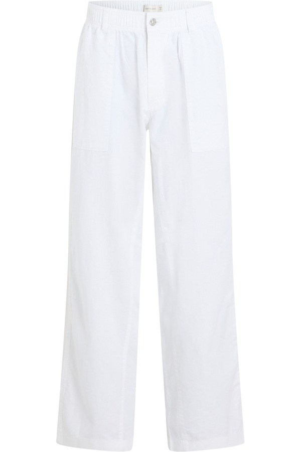 Calvin Klein-Calvin Klein Men Bright White Straight Fit Linen Pants 1