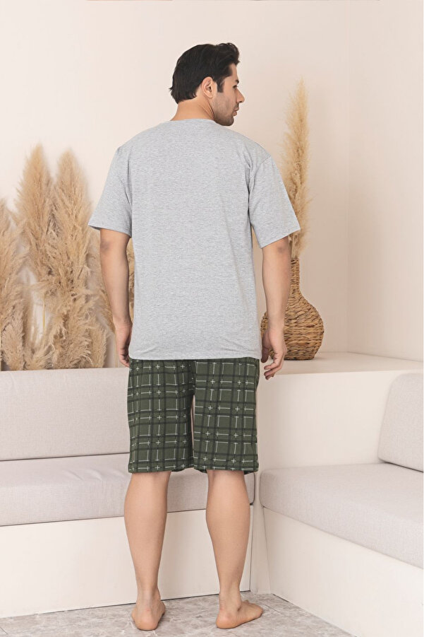 Farya Home Plus Size Cotton Short Sleeve Shorts Men's Pajama Set