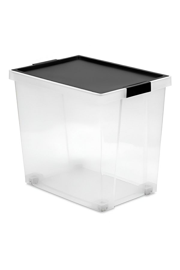 Tatay-Hinged Handle Multipurpose Stackable Storage Box - Black and Clear 1