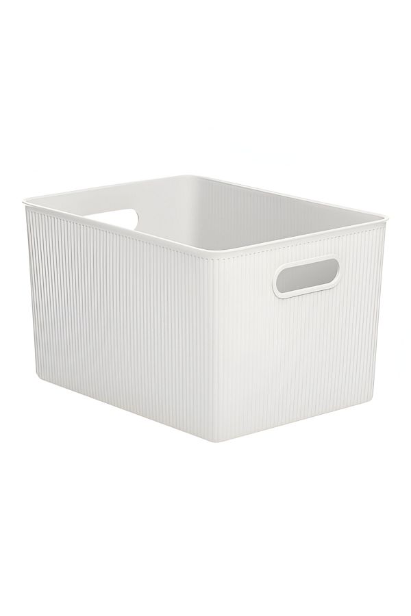 Tatay-Impact Resistance Vertical Wavy Design Rectangular Multipurpose Storage Basket - White 1