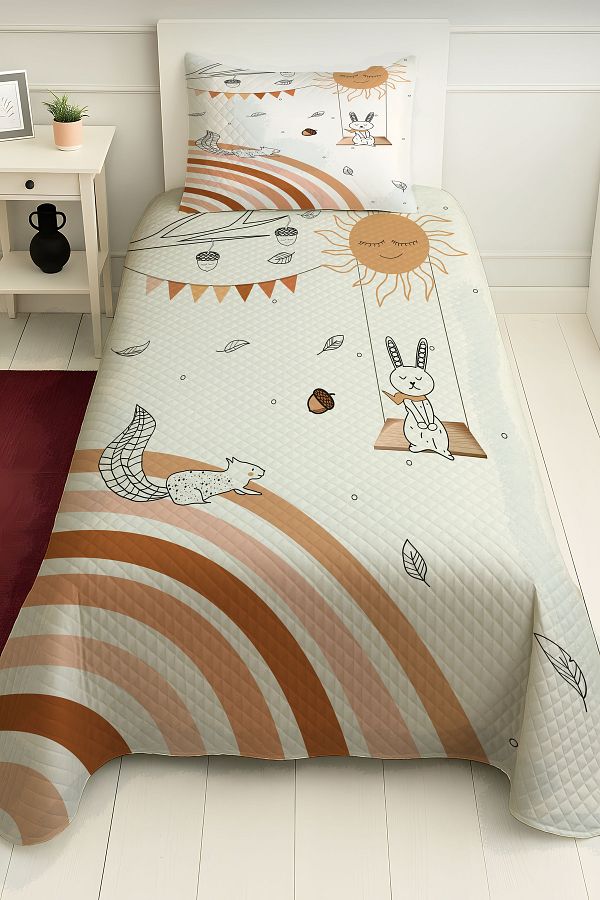 PRINTOPIA-Rainbow Swing Cute Rabbit Squirrel Patterned Single Pique Set 1