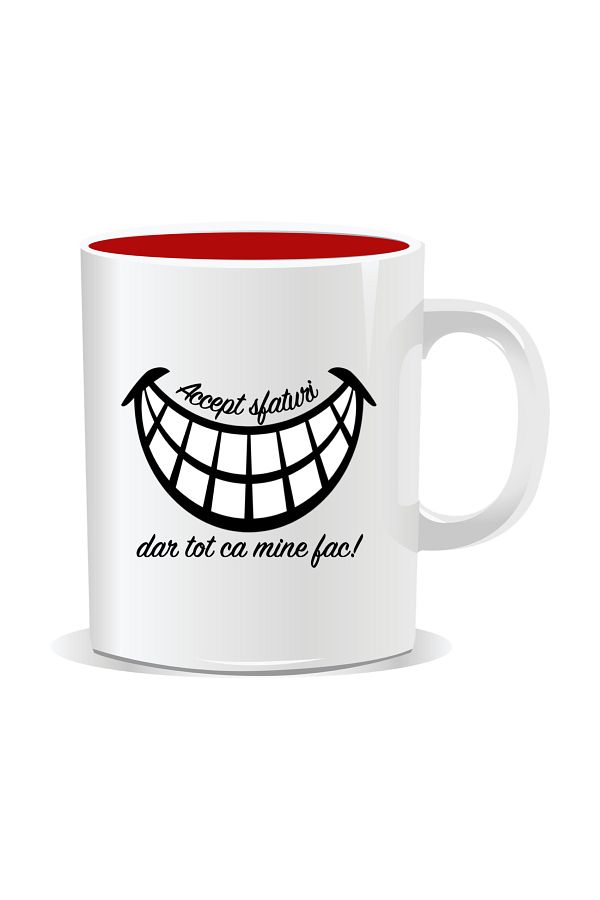 OEM-Personalized mug with funny message, I accept advice but I still do it my way - Red interior 1