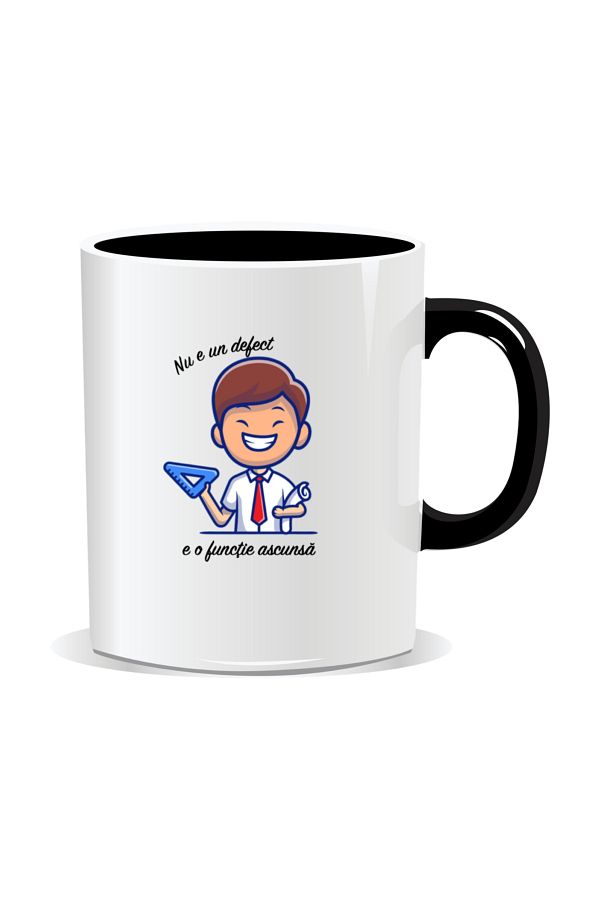 OEM-Personalized mug with messages for engineers, It's not a defect, it's a hidden feature - Black interior 1