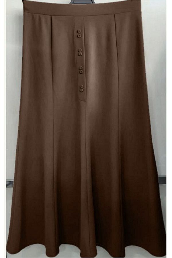 N.Y.YILDIZ-Star 1St Class New Season Button Detail Fabric Flexible Mother Large Size Model Piece Embedded Elastic Skirt 1
