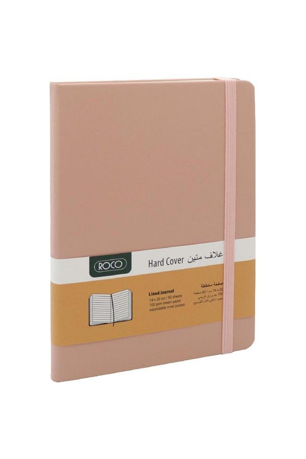 Roco-Embossed Notebook with Elastic Band – 14 x 20 cm, 160 Pages, Lined, Peach 1