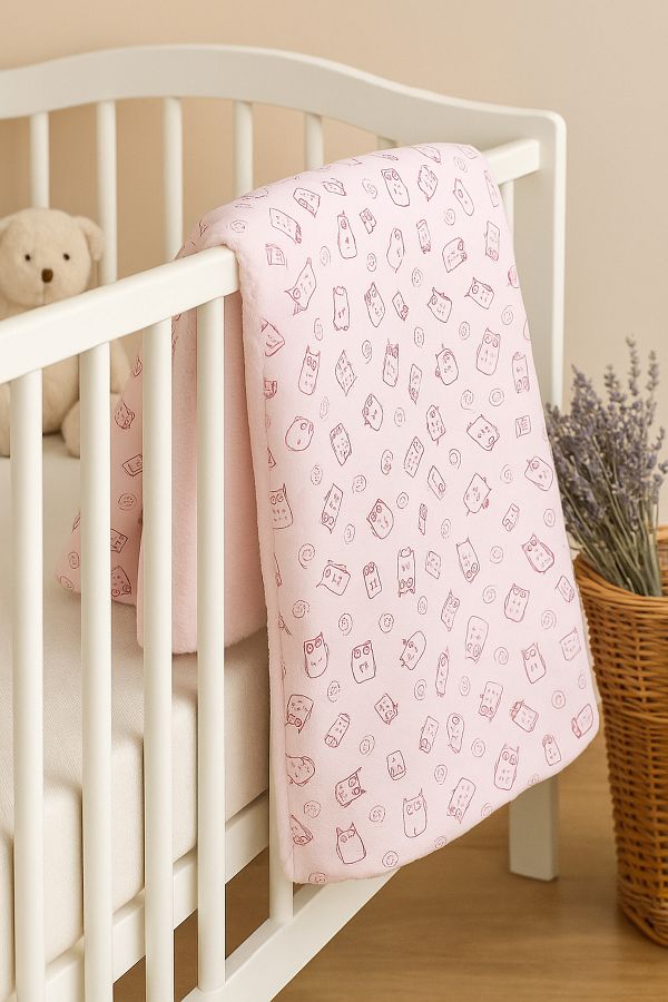 mia mia-Owl Patterned Double Layer Plush Blanket 90X105Cm 1