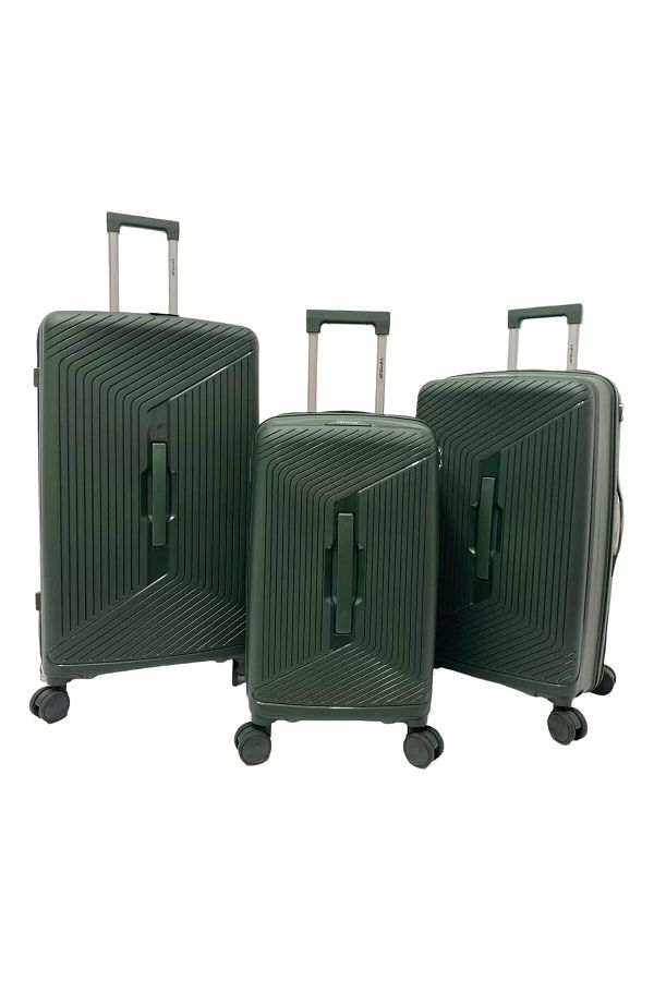 Generic-3-Piece Green PP Travel Suitcase Set with TSA Lock and 8 Spinner Wheels 1