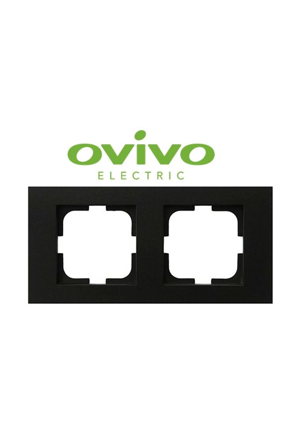 Emper-Metallic Black Double Frame Grano - Compatible Frame for Socket and Switch 1