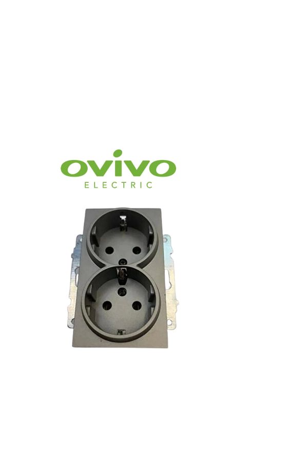 AC BOX-Anthracite double grounded socket frameless grano - compatible frame for socket and switch 1