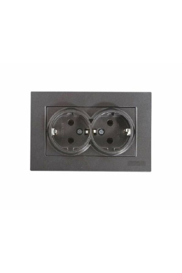 LiderGlobal-Smoked double grounded socket frame - compatible frame for socket and switch 1