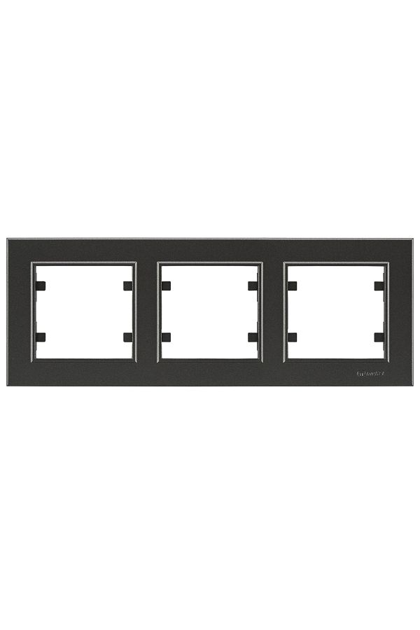 LiderGlobal-Black triple horizontal frame - matching frame for socket and switch 1