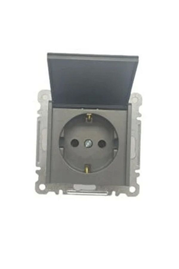 AC BOX-Smoked covered grounded socket frameless - compatible frame for socket and switch 1