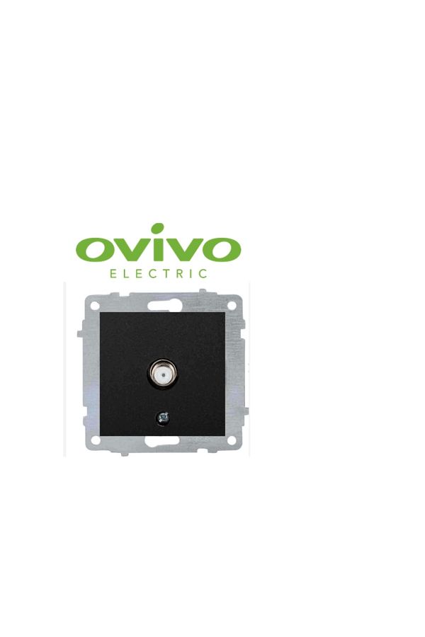 Enseb-Metallic black telephone socket numeris frameless grano - compatible frame for socket and switch 1
