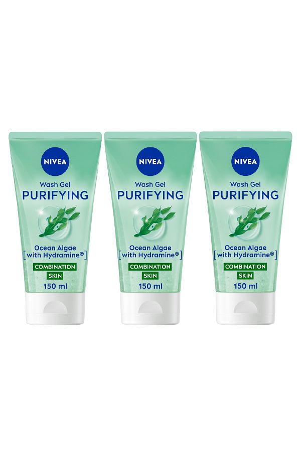 NIVEA-Purifying Cleansing Face Wash for Combination Skin with Ocean Algae, 150ml, Pack of 3 1