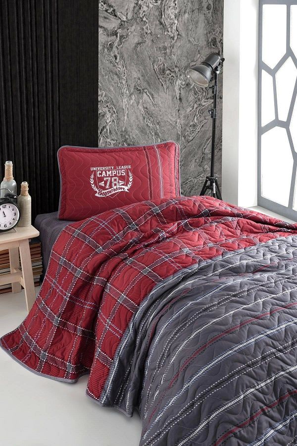 Clasy-Single Ranforce Bedspread Campus V1 Claret Red 1