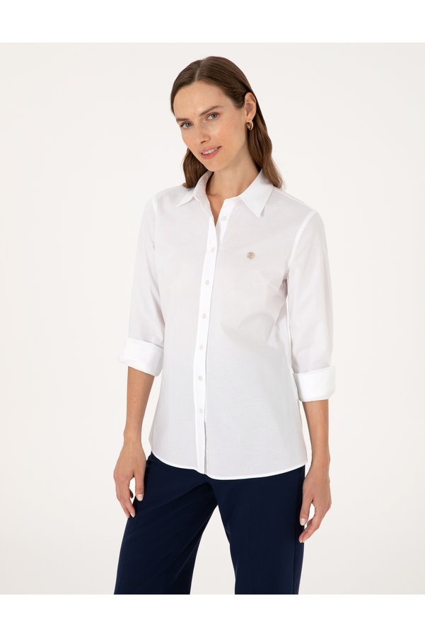 Pierre Cardin White Slim Fit Long Sleeve Shirt 50313589-VR013