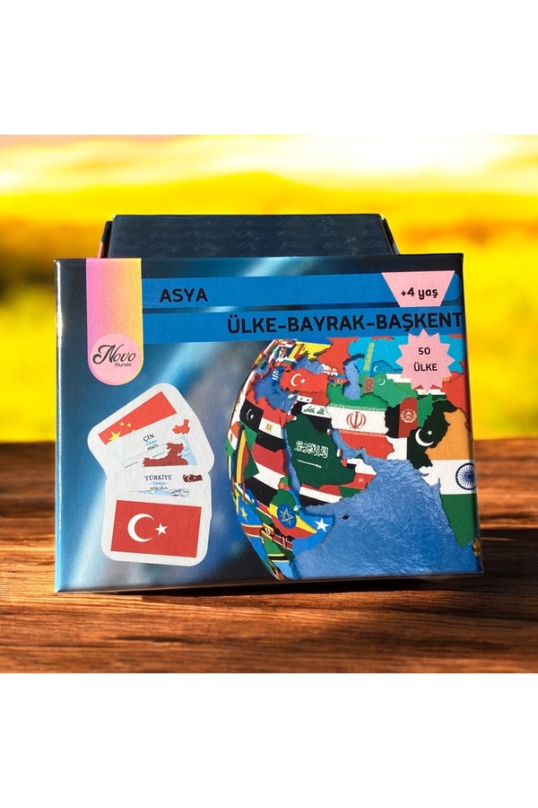 NovoMundo Asya Ülkeleri-harita-bayrak-başkent Kartları