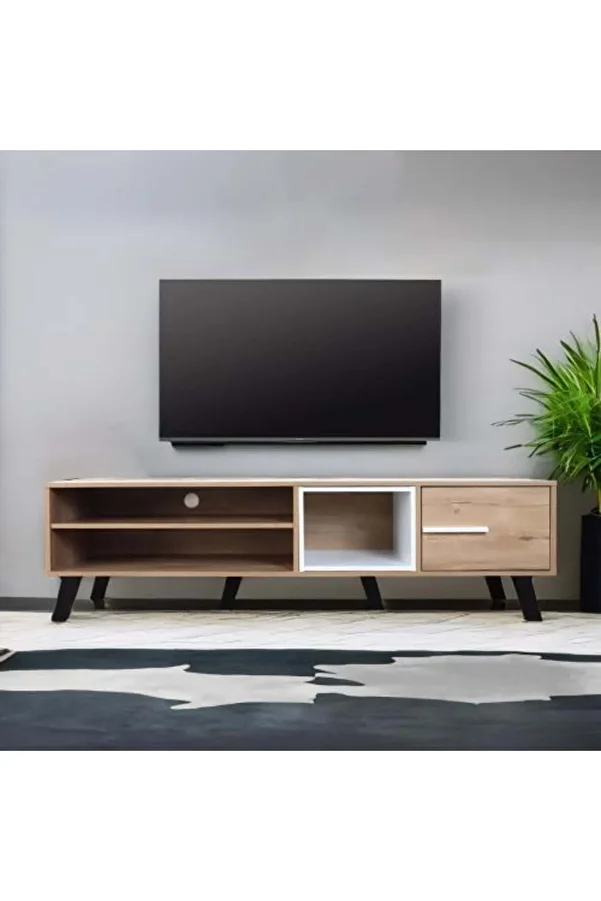 Generic-TV Table 160 cm Wooden Malaysian with Drawer and 2 Shelves 1