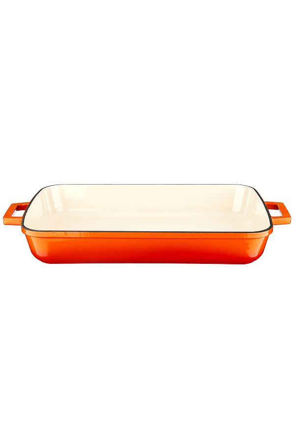 Lava-Cast Rectangular Rosto and Oven Tray Cast Iron Monolithic Double Handle Edition Series Size 26x 1
