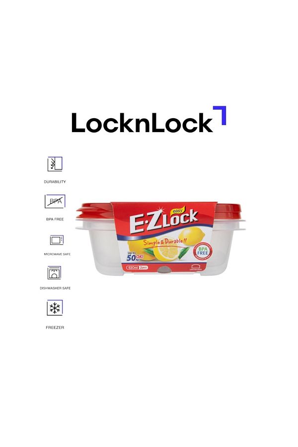 locknlock-EzLock Rectangle Container Set - 520ml (Set of 2) 1