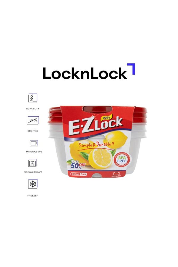 locknlock-EzLock Round Container Set - 350ml (Set of 3) 1