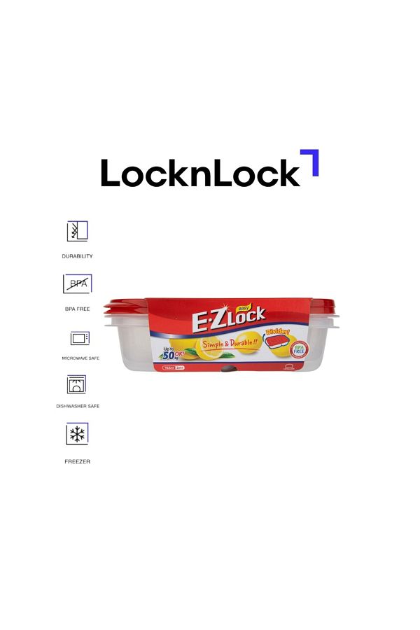 locknlock-EzLock Rectangle Container Set - 965ml (Set of 2) 1