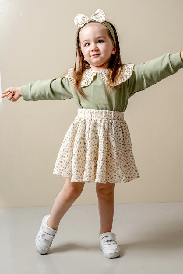 JNF kids Kız Bebek Etekli Takım Toka Hediyeli