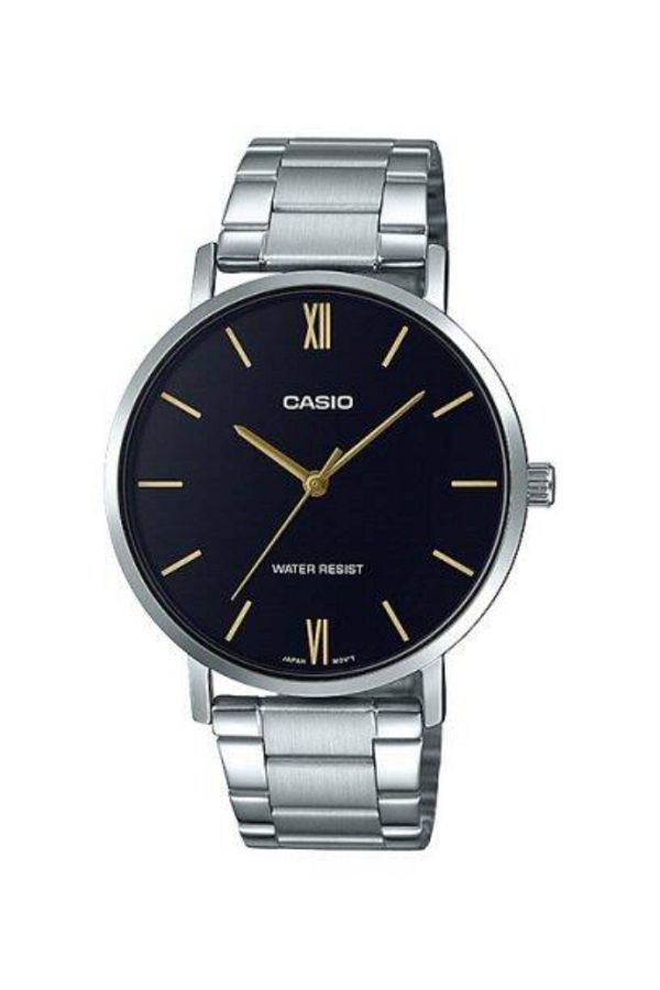 Casio-ساعة كاسيو للرجال بمينا أسود تناظرية - MTP-VT01D-1BUDF 1