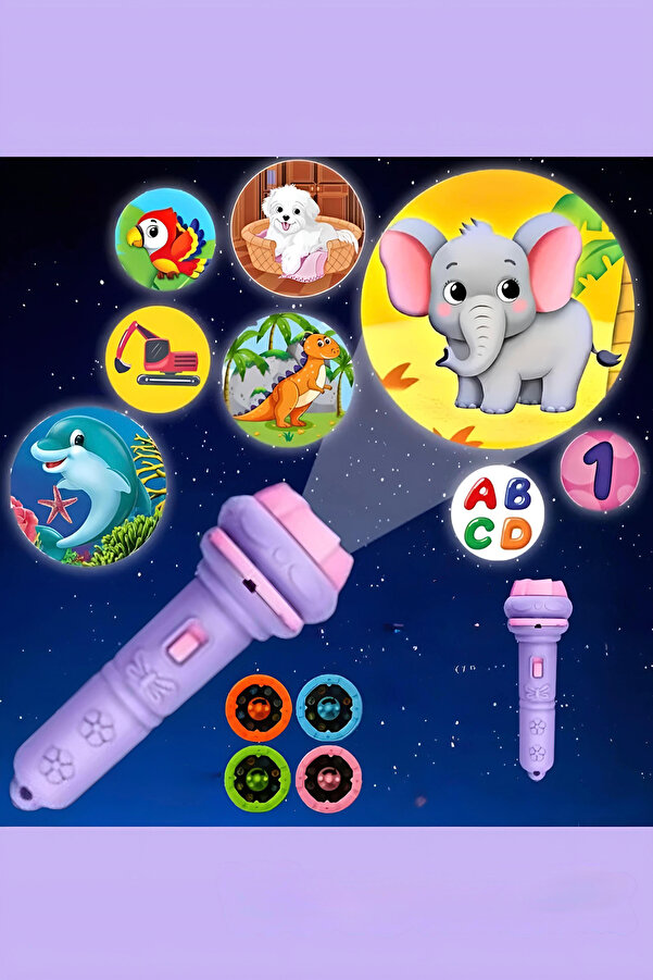 Hyd Projektör 80 Farklı Resimli Projeksiyonlu Eğitici Oyuncak El Feneri Yansıtmalı