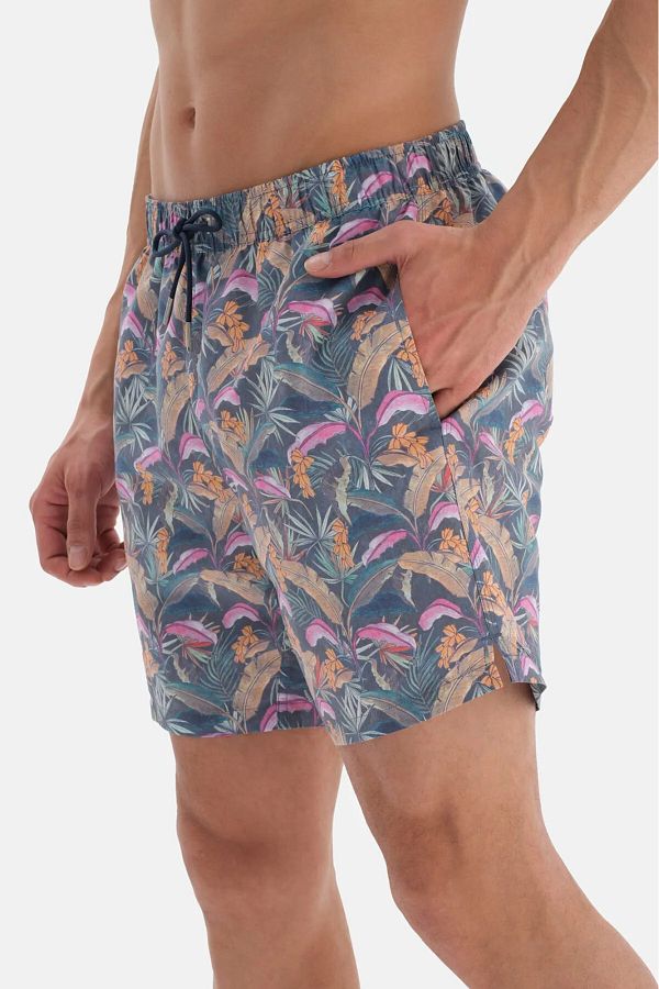 Dagi-Quick Dry Leaf Patterned Swim Shorts 1