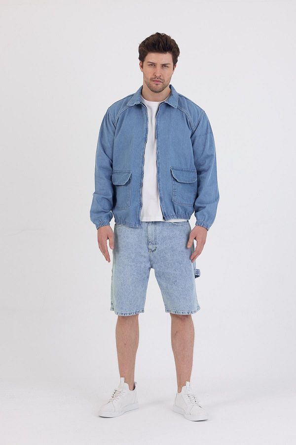 DAMGA JEANS-Унисекс стрийт стил дънки, ежедневни и стилни, сини с цип дънкови якета 1