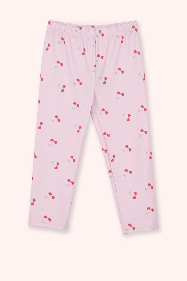 Panço Kız Bebek Desenli Pembe Tayt