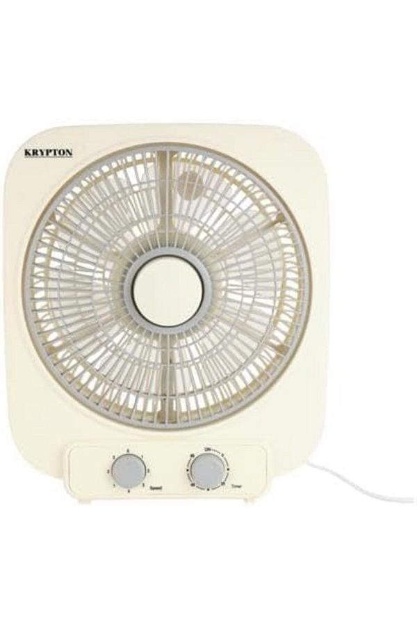 KRYPTON-Compact 10" Box Fan – 3-speed, 6 Pp Blades, Timer Function, Silent Operation 1